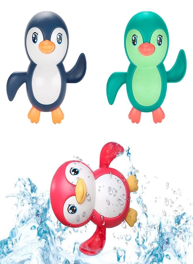 TECH LOGO ELECTRONICS Best Bath Toy Penguin Shower Little Wind Up Key Floating Bath Animal Turtle Toys for Kids Toddlers, Child Pool, Swimming Clockwork Baby Bathtub Toy Best Gift Toy (Penguin, 3) - Image 1